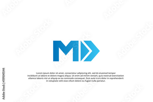 letter m d x arrow media play button logo modern business