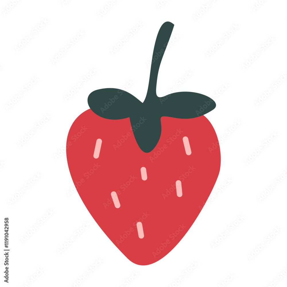 Fototapeta premium Illustration of strawberries, hearts, colored,