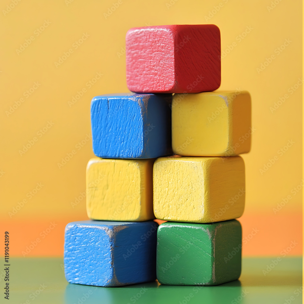 Colorful toy blocks stacked together Colorful toy blocks stacked together