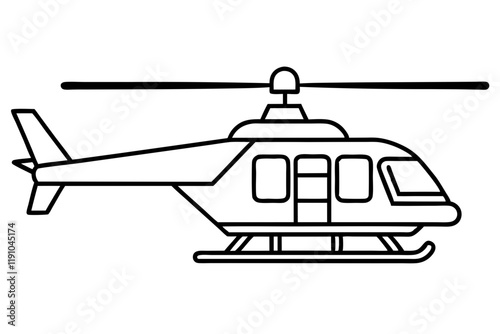 Detailed Helicopter Vector Line Art Design