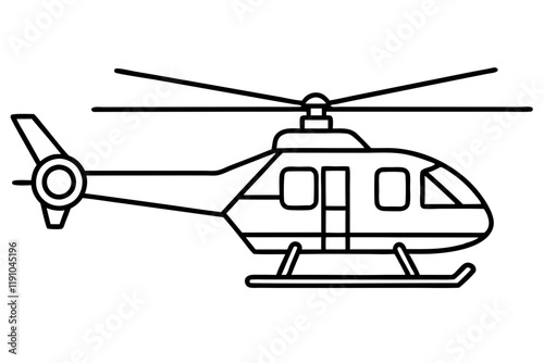 Detailed Helicopter Vector Line Art Design