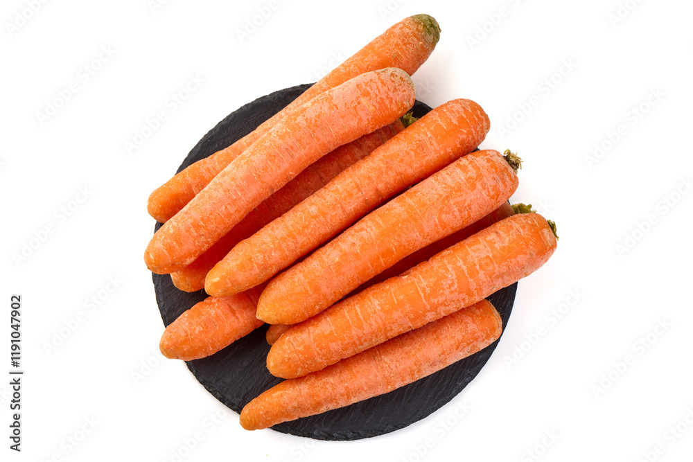 Fresh whole carrots isolated on white background. Fresh whole carrots isolated on white background.
