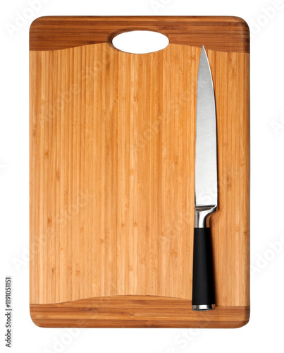  knife on vintage cutting board photo