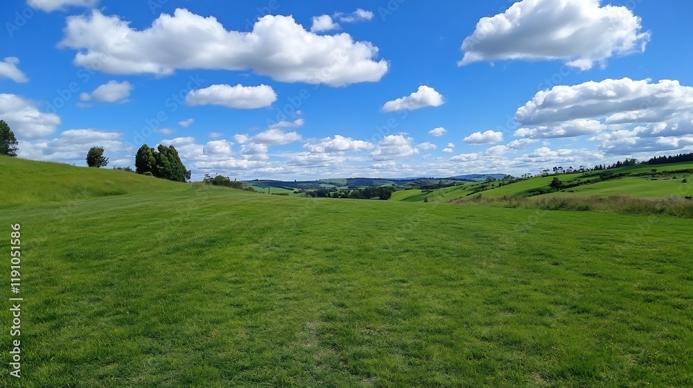 Sunny day, rolling green hills, idyllic landscape, pastoral scene, nature background Sunny day, rolling green hills, idyllic landscape, pastoral scene, nature background