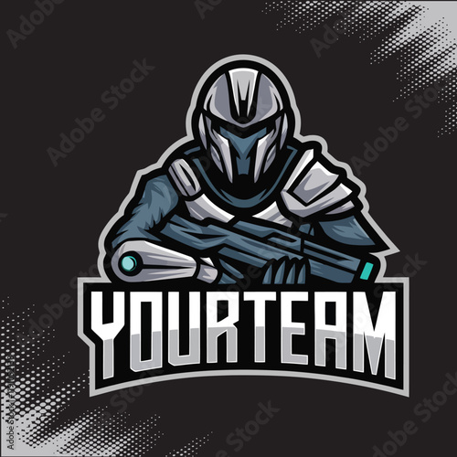Alien Shooter Army Mascot Team Esports Logo
