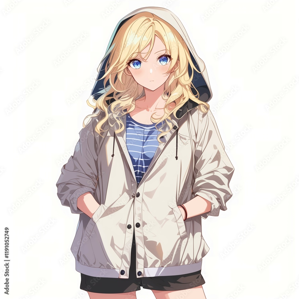 アニメ調の美少女の切り抜き用素材 アニメ調の美少女の切り抜き用素材