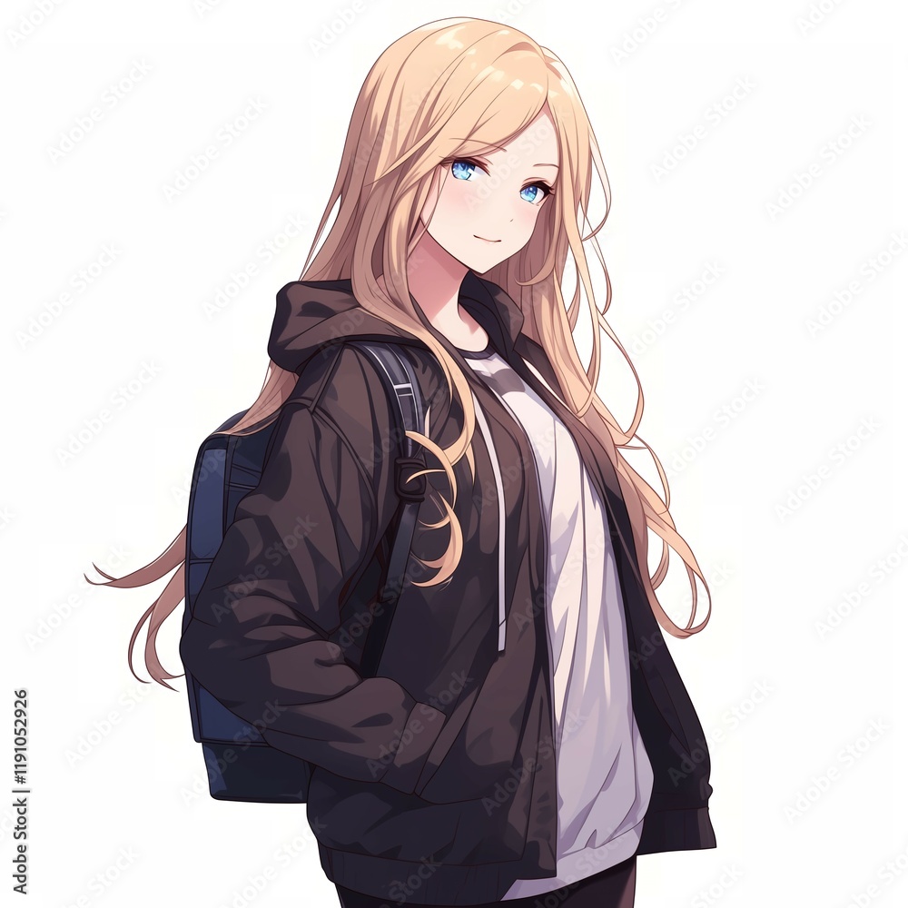 Naklejka premium アニメ調の美少女の切り抜き用素材