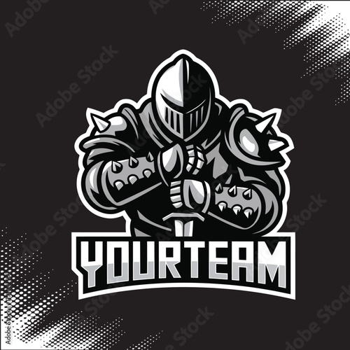 Knight Silver Metal Mascot Team Esports Logo