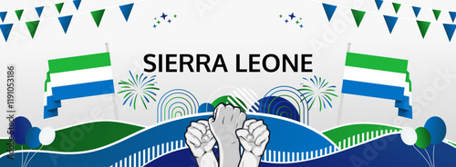 Tableau sur toile Sierra Leone Independence Day modern greeting banner