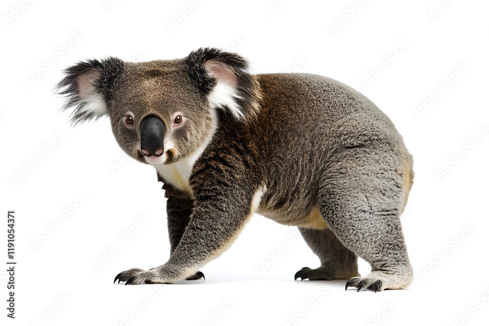 Obraz premium Koala Bear Stands, Fur Details, Wildlife