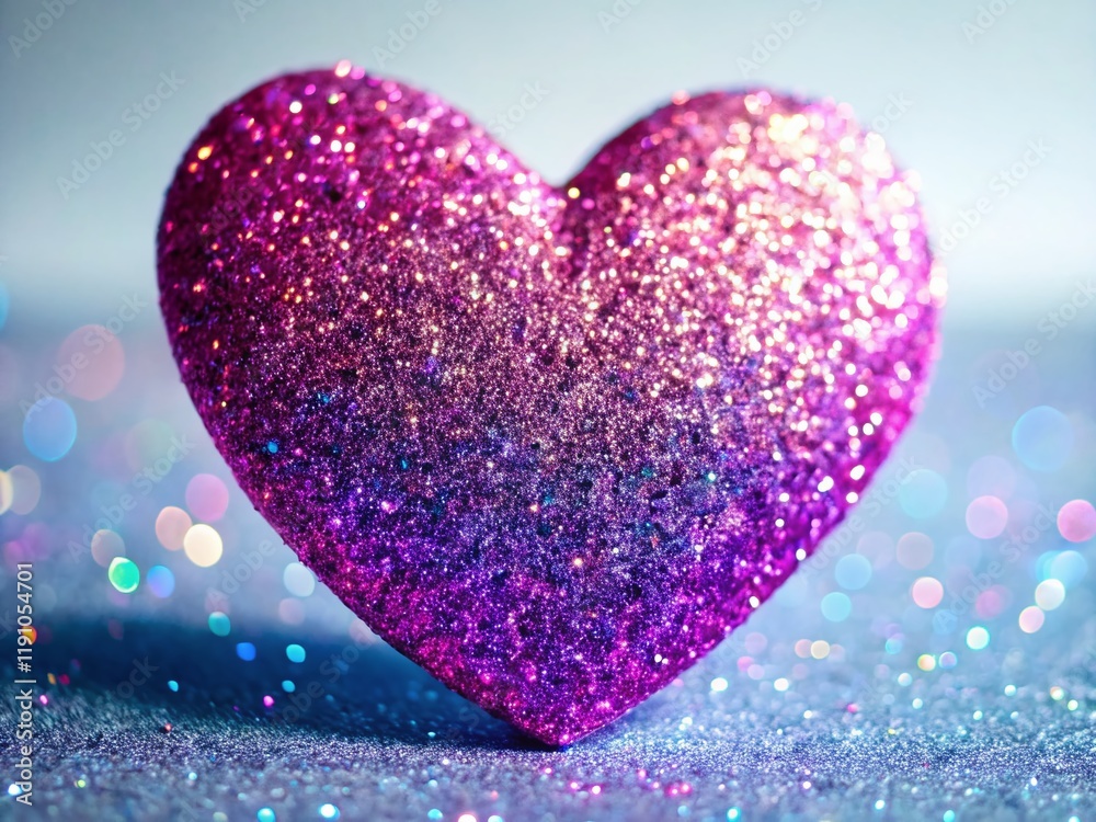 Obraz premium Sparkling Glitter Heart on White Background - Perfect for Valentine's Day or Love Designs
