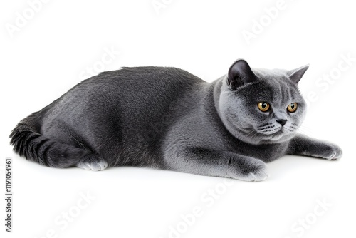 Gray Cat Relaxing: Soft Fur, Cute Paws, Calm photo