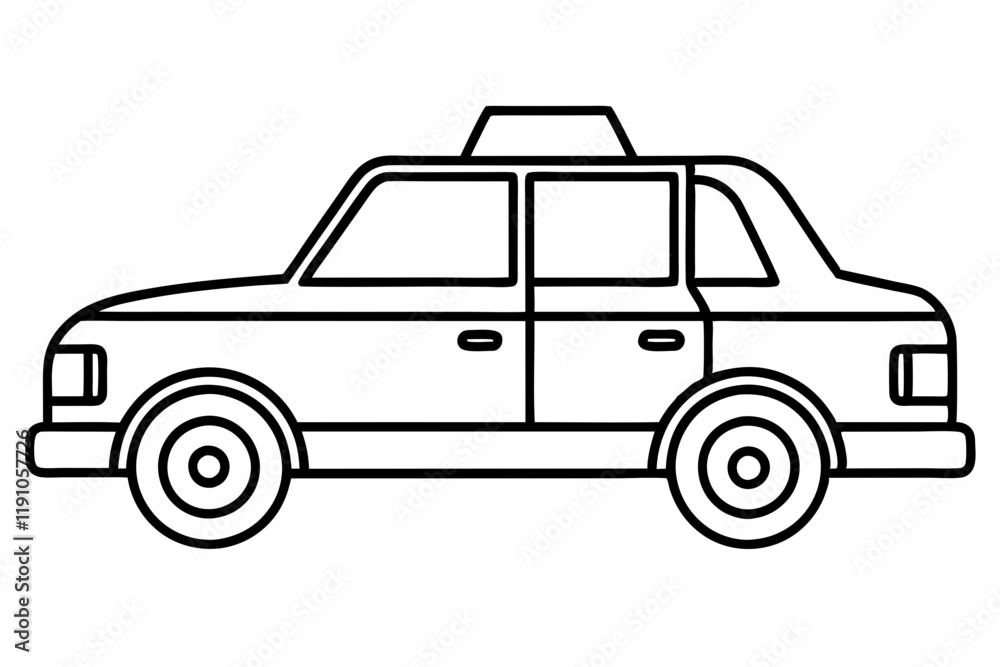 Taxi Cab Vector Line Art Design Taxi Cab Vector Line Art Design