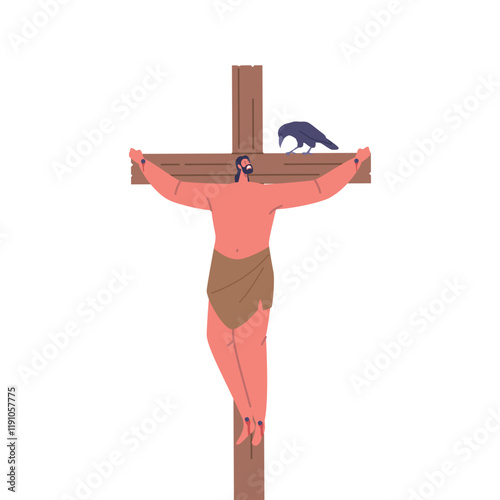 Gestas Biblical Character Or "bad Thief" Was Crucified Alongside Jesus, Known For His Criminal Acts, Vector Illustration