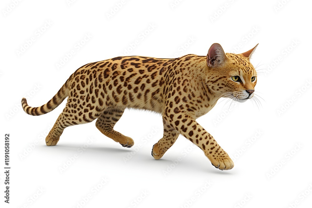 Obraz premium Wild Cat Gracefully Moves, Hunting Stealthily