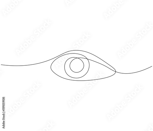 One continuous line drawing of human eye . Single line of human eye vector illustration