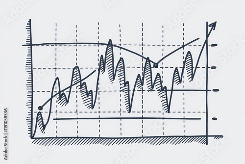 Hand Drawn Sketch Of A Stock Market Graph Showing Growth photo