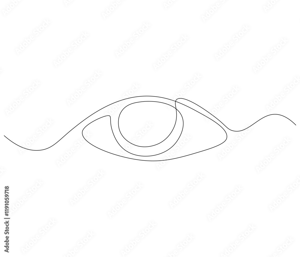 One continuous line drawing of human eye . Single line of human eye vector illustration One continuous line drawing of human eye . Single line of human eye vector illustration