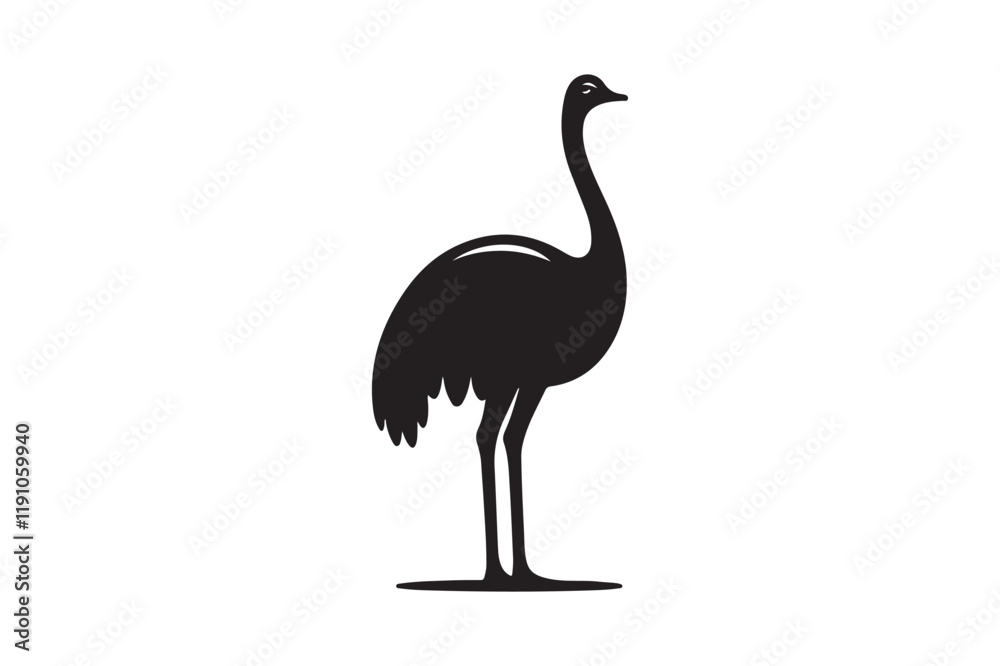 Minimal ostrich bird vector silhouette Minimal ostrich bird vector silhouette