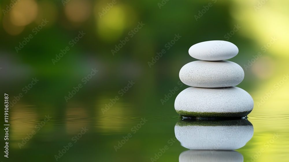 Serene stones balanced on water, nature Serene stones balanced on water, nature