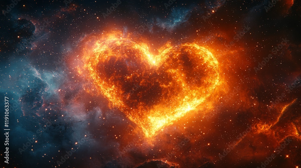 Celestial Heart: A Radiant Cosmic Symbol in the Mystical Galaxy with Nebulae and Stars Celestial Heart: A Radiant Cosmic Symbol in the Mystical Galaxy with Nebulae and Stars