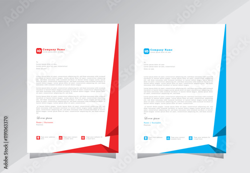 Colorful business letterhead template design. creative letterhead template design with red and blue color. modern letterhead design template in a4 size, Vector eps 10