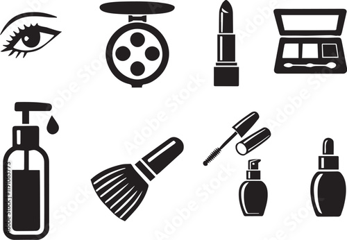 beauty icons, beauty vectors, cosmetics icons,icon, vector, icons, set, symbol, illustration, brush, silhouette, tool, paint, equipment, hammer, tools, music, design, scissors, object, sign, pattern, 
