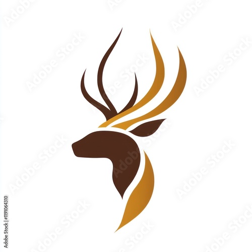 Elegant deer head logo design, profile view, isolated white background, nature theme, branding photo