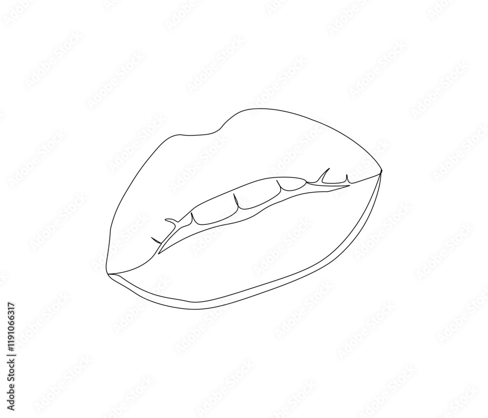 One continuous line drawing of human lips . Single line of human anatomy vector illustration One continuous line drawing of human lips . Single line of human anatomy vector illustration