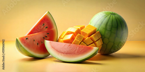 Vibrant Abstract Fruit Background – Bold and Colorful Design for Fresh, Tropical, and Creative Design Poster and Print Projects