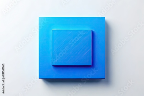 Surreal minimalism: a blue square, stark geometry, hyphenated abstraction, conceptual photography. photo