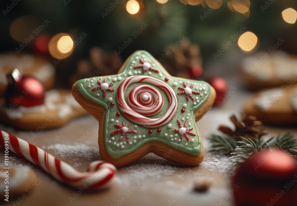 Festive Gingerbread Cookie Star with Holiday Decorations and Candy Accents Perfect for Celebrations, Parties, and Christmas Treats in a Cozy Setting Festive Gingerbread Cookie Star with Holiday Decorations and Candy Accents Perfect for Celebrations, Parties, and Christmas Treats in a Cozy Setting