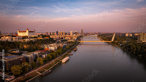 Photography sunset over Bratislava, Slovakia