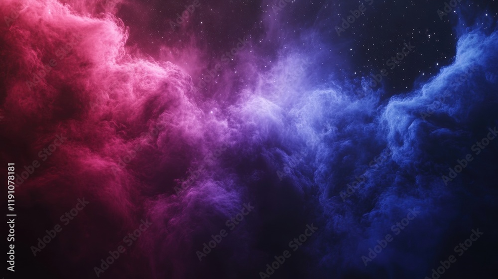 Fototapeta premium Colorful Nebula Cloud with Pink and Blue Hues in Starry Background