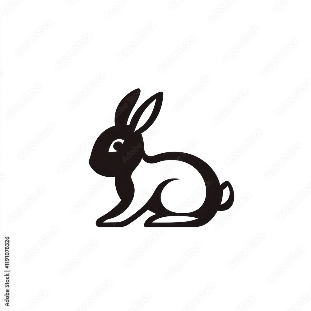 Sitting rabbit silhouette, white background, logo design Sitting rabbit silhouette, white background, logo design