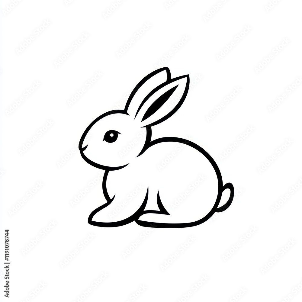 Cute cartoon bunny sits on white background, perfect for children's book illustration Cute cartoon bunny sits on white background, perfect for children's book illustration