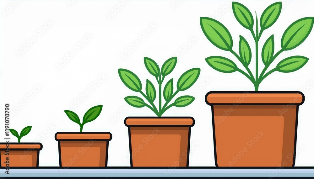 Fototapeta premium vector design Growth of plant in pot, from sprout to vegetable.