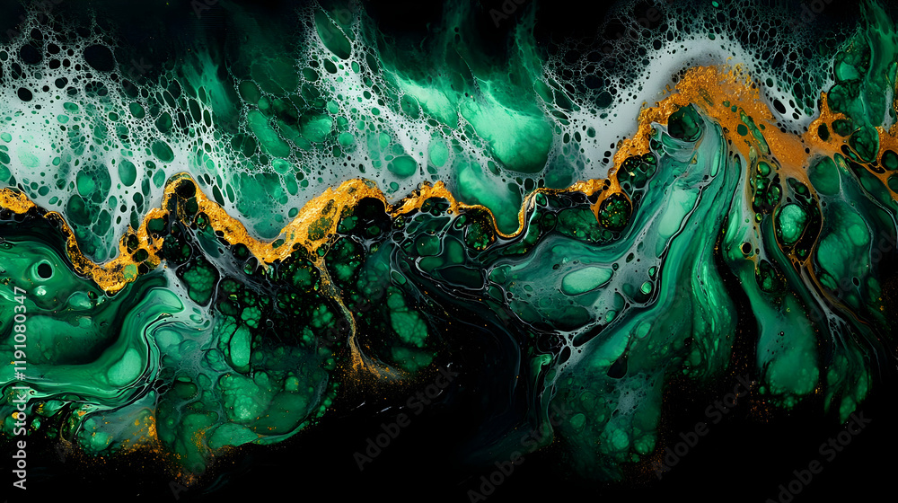 Abstract Green and Gold Fluid Art Background Texture Abstract Green and Gold Fluid Art Background Texture