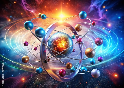 Surreal 3D Technetium Atom: Unveiling Medical Imaging Applications in CT Scans & Radiopharmaceuticals photo