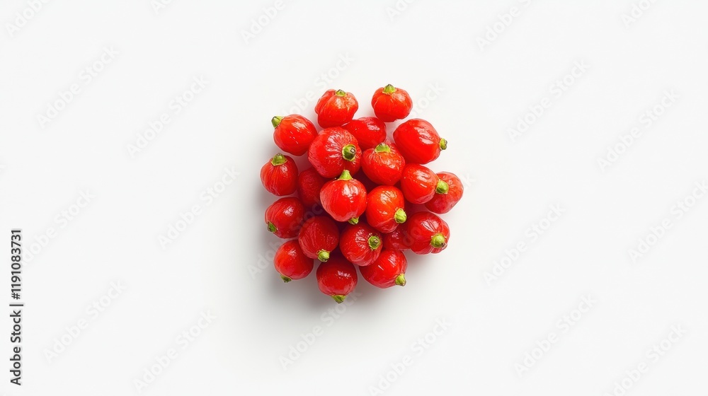 Fresh Red Cherry Tomatoes Arranged on a White Background Fresh Red Cherry Tomatoes Arranged on a White Background