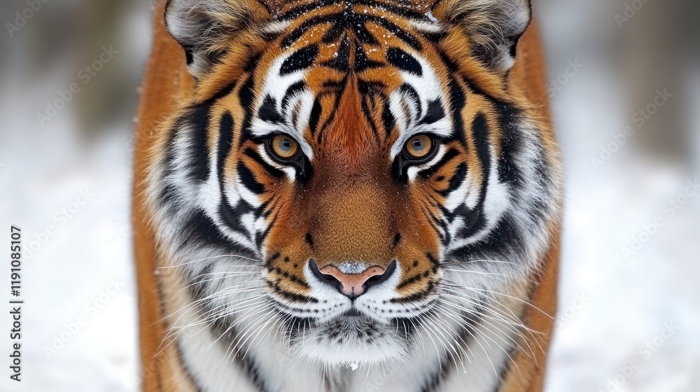 Fototapeta premium Majestic Siberian tiger in winter snow.