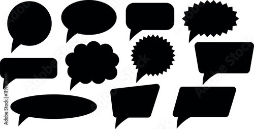 Set of speech bubbles. Conversation bubble. Blank vector black speech bubbles.