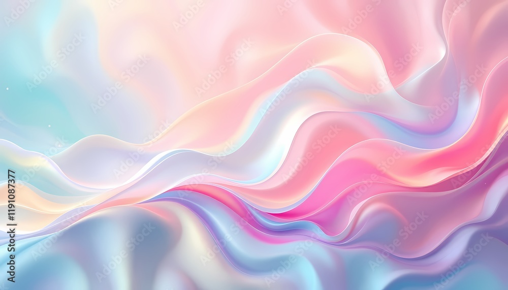 Fototapeta premium Pastel Wave Abstract: Dreamy Fluid Forms in Iridescent Hues