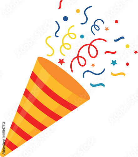 Isolated fireworks birthday cracker, holiday party, fireworks, cone shooting.