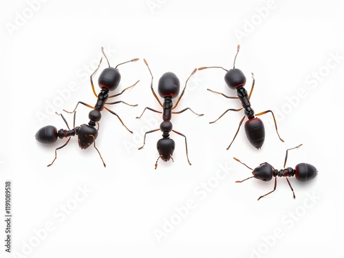 an image of a group of ants on a white surface. photo