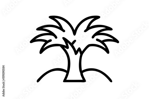 ropical Tree Silhouette Clipart Icon on Clean White Background photo