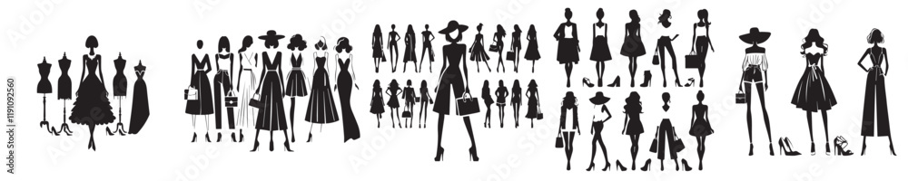 Vector set of beautiful female models Vector set of beautiful female models