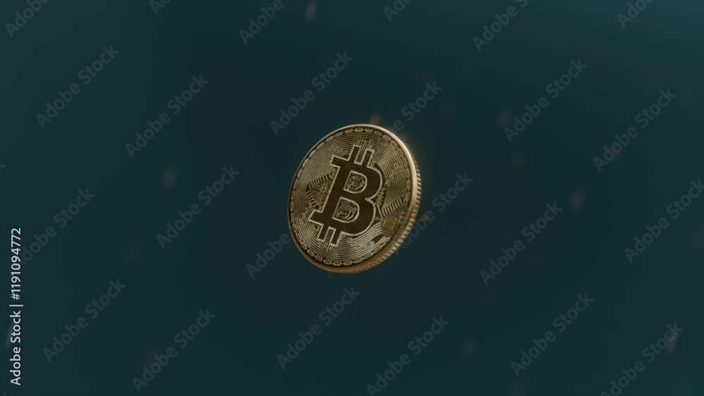 Bitcoin BTC gold coin flying upward
