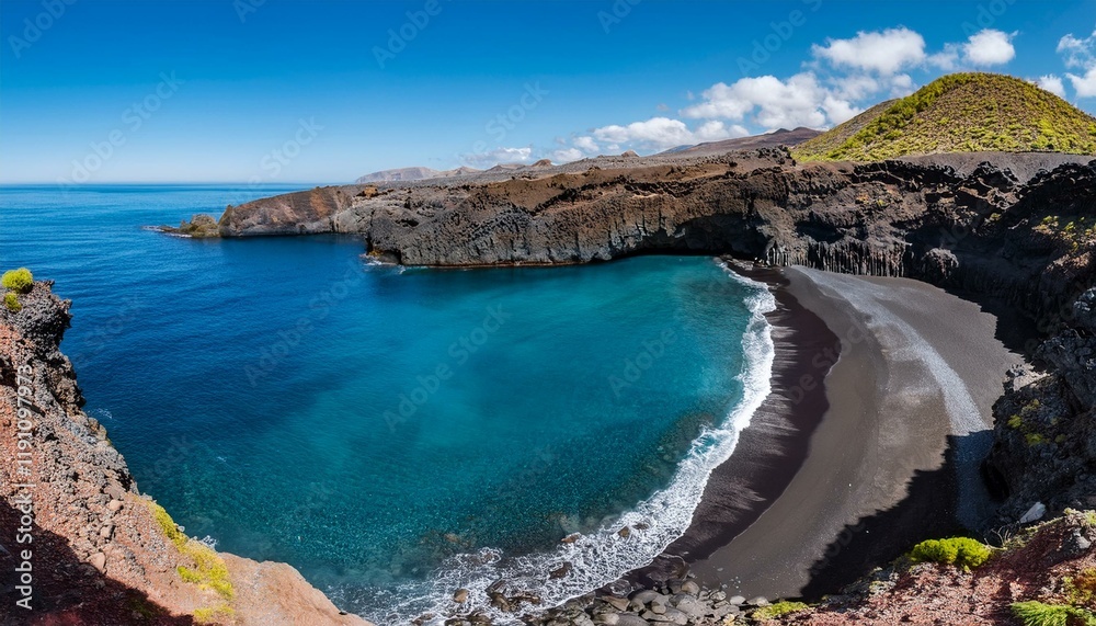 Obraz premium Generated image Drone shot of Nusa Penida’s Kelingking Beach with its iconic dinosaur-shaped cliff formation