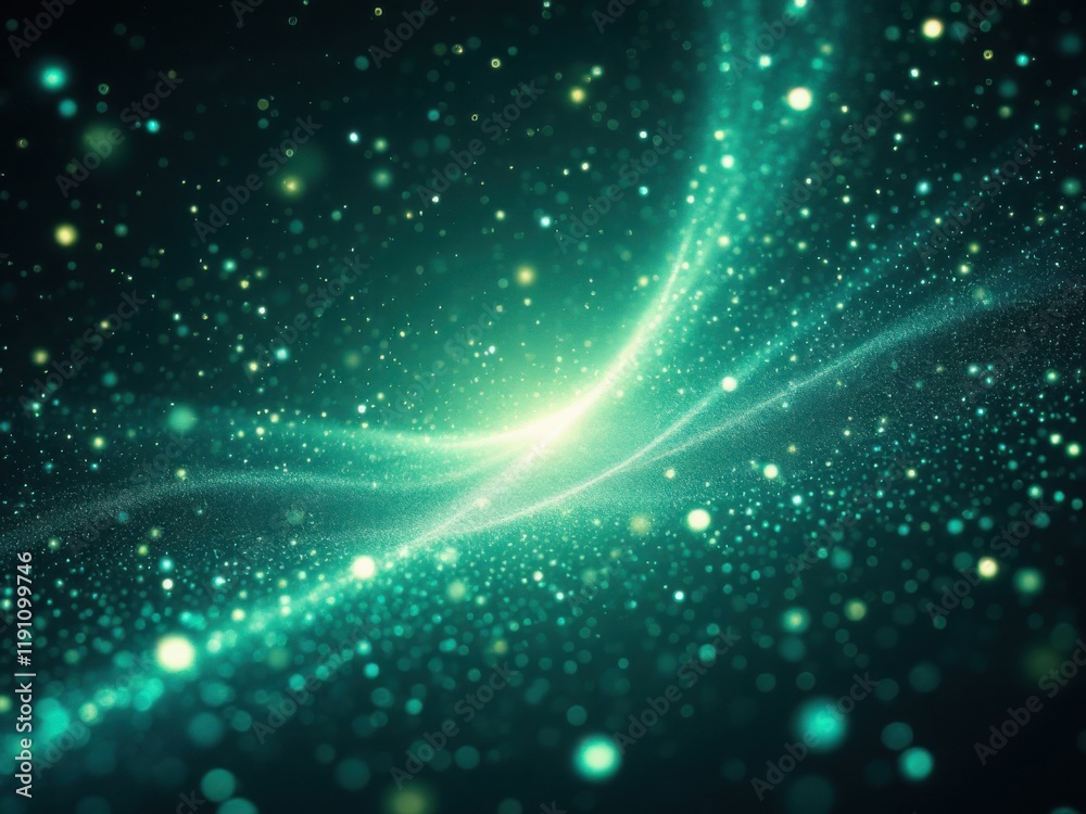 Obraz premium Vibrant Green Cosmic Swirl with Sparkling Stars